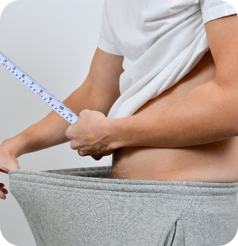 Man noticing physical change after 2 weeks